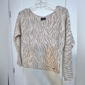 Abercrombie & Fitch Beige Zebra Print Knit Sweater